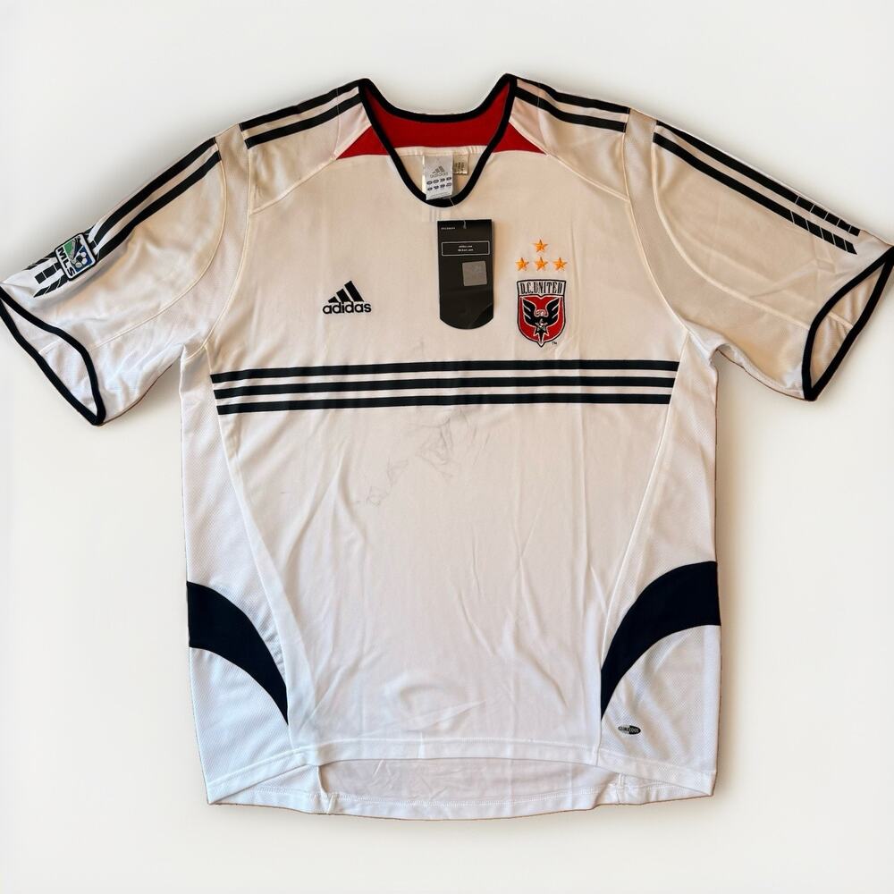 Vintage DC United Soccer Jersey Large White Adidas MLS Sportswear NWT
